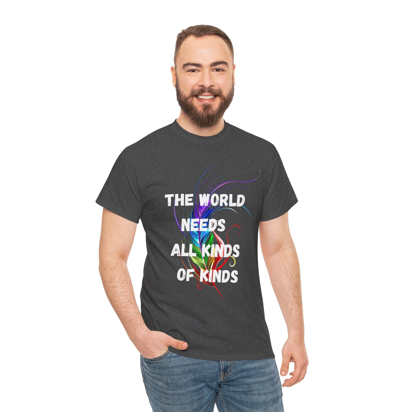 Colorful Feather Unisex Tee - The World Needs All Kinds of Kinds