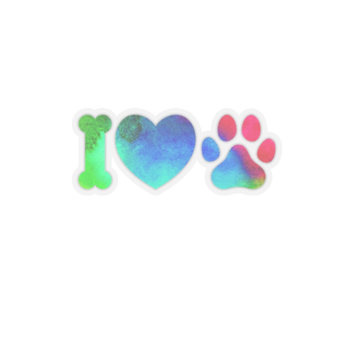 Paw Print Kiss-Cut Stickers - I Love Dogs