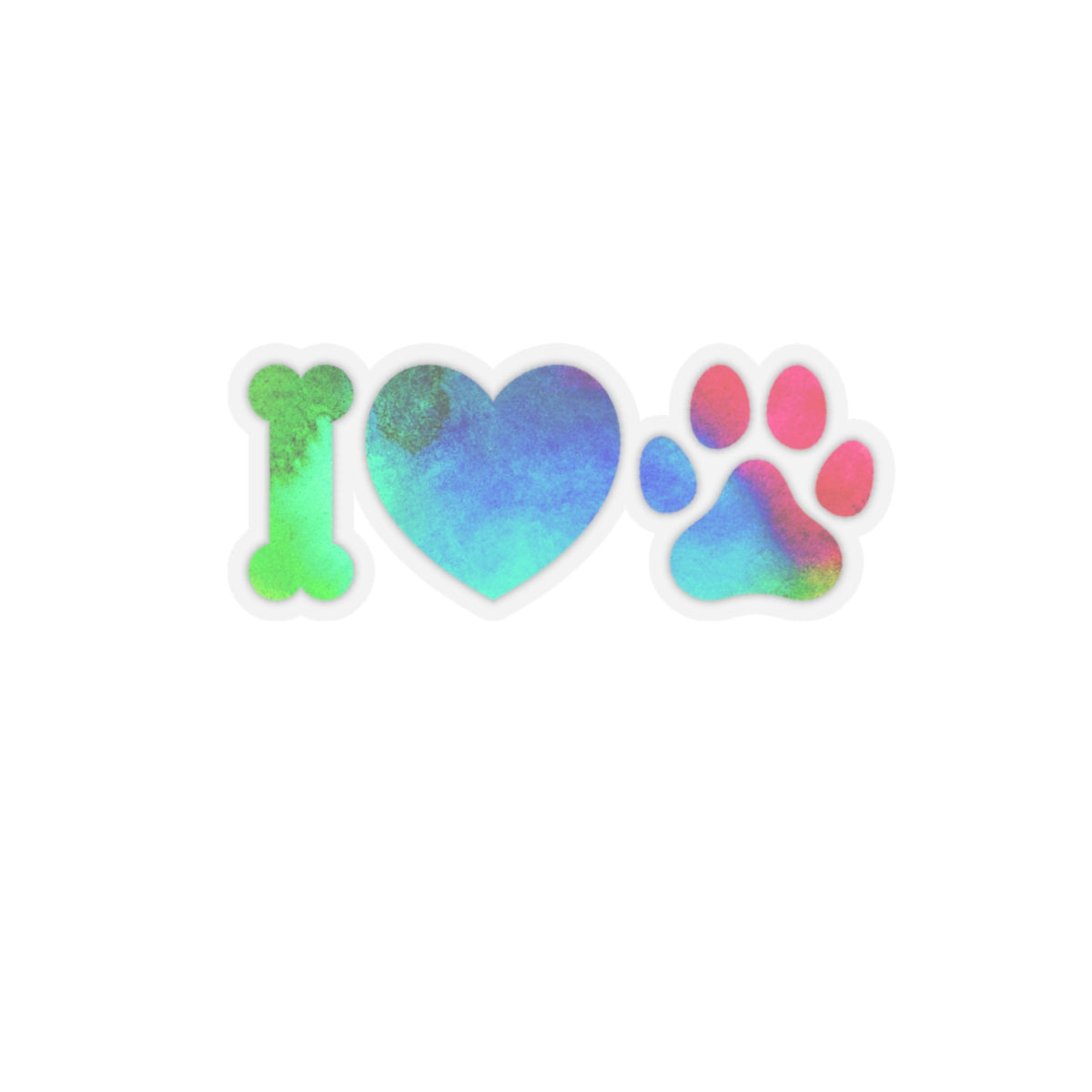 Paw Print Kiss-Cut Stickers - I Love Dogs