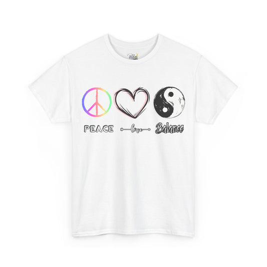 Peace. Love. Balance Unisex Heavy Cotton Tee