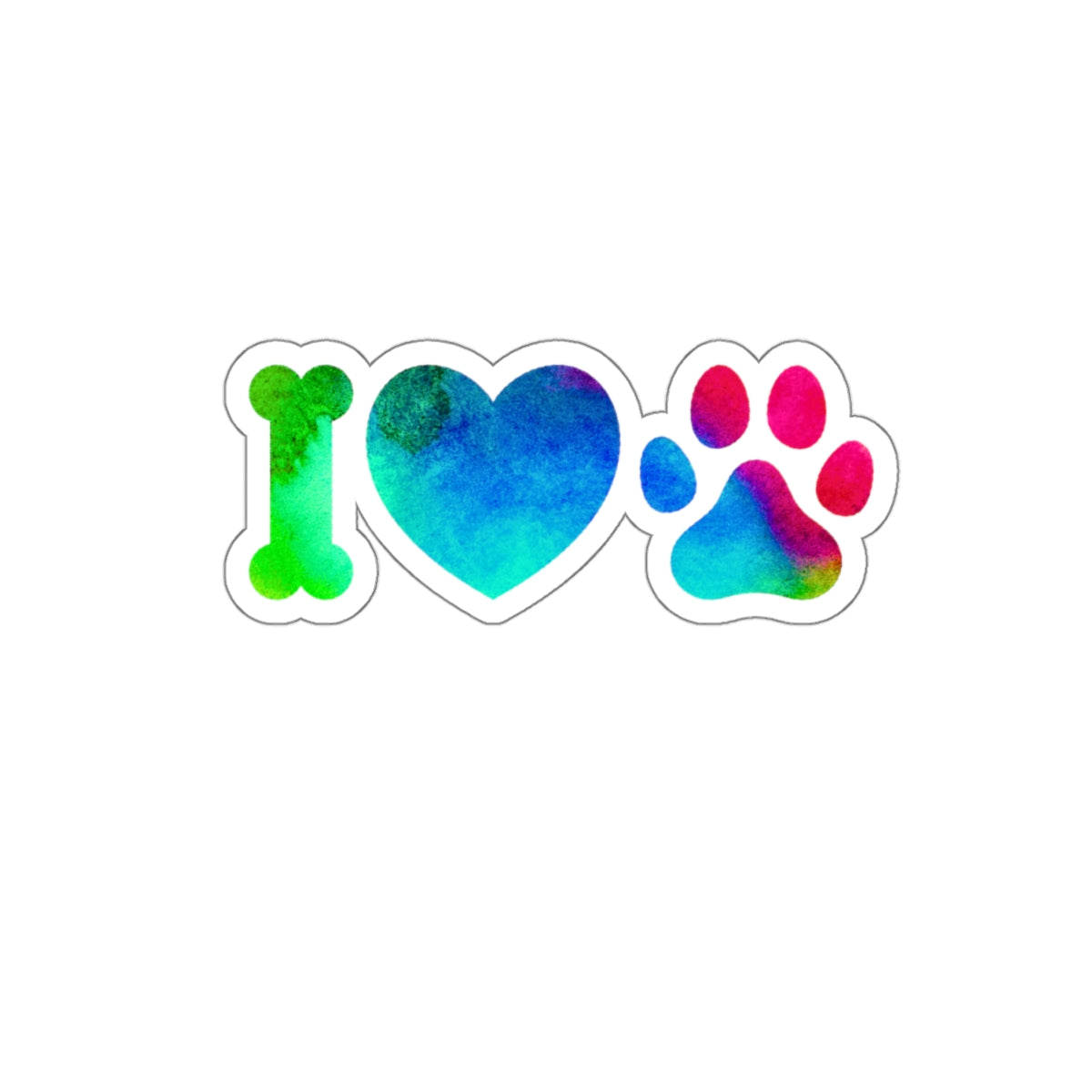 Paw Print Kiss-Cut Stickers - I Love Dogs